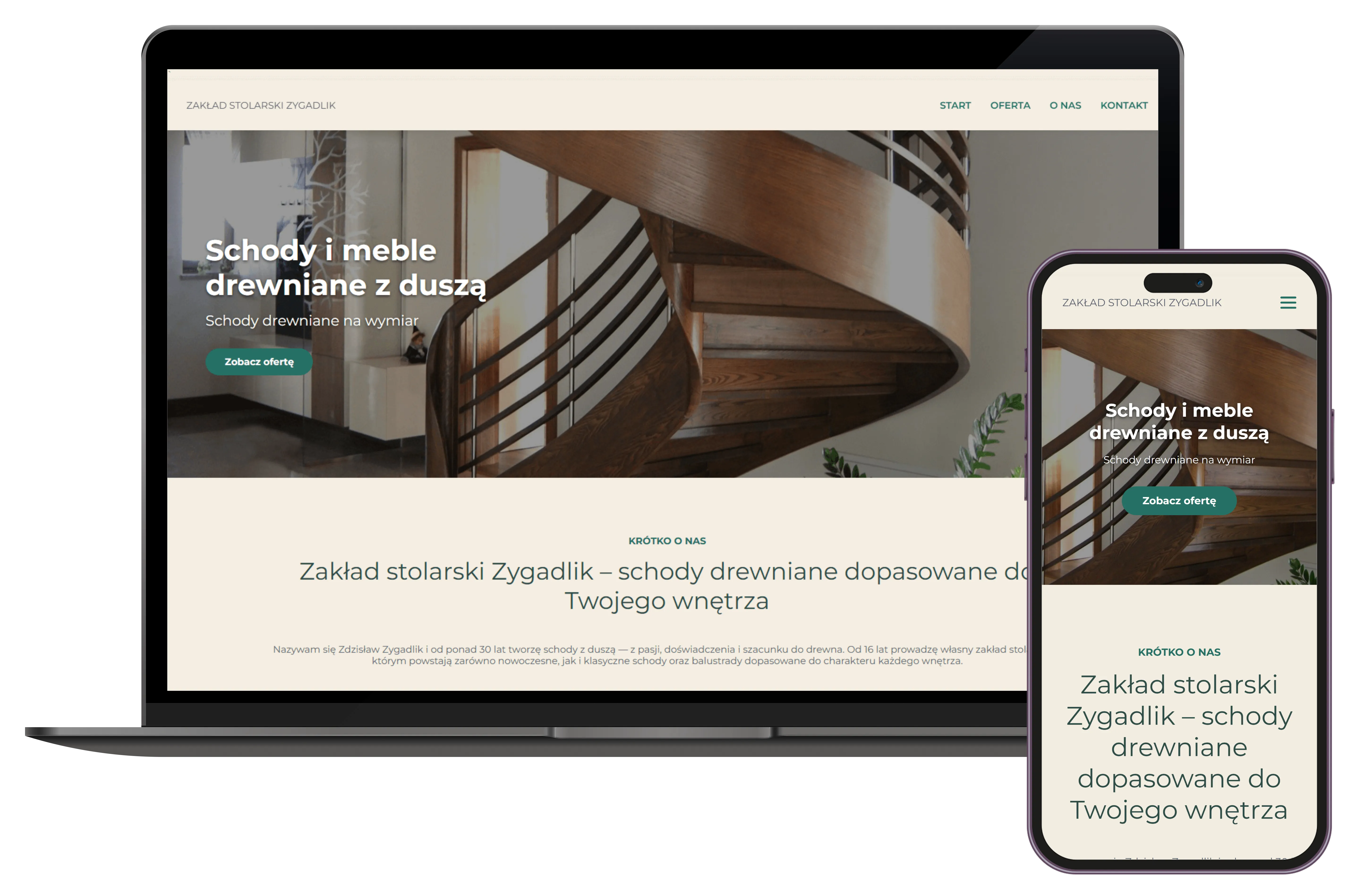 Projekt strony internetowej dla Stolarnii Zygadlik w Rybnie Wielkim